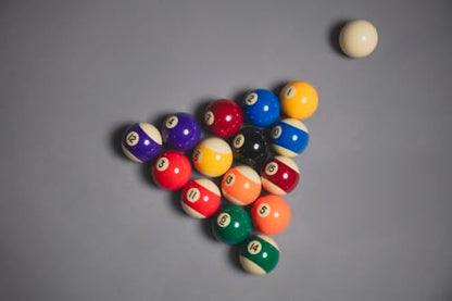Mizerak Regulation Pool Ball Set – 2.25″ Billiard Balls – High-Gloss Finish, Inlaid Numbers, Chip & Crack Resistant Cue Ball Set
