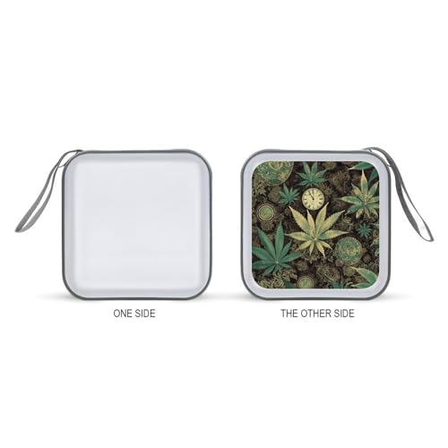 A Puff in Time Weed Marijuana Portable CD Case Holder,DVD Wallet Holder 40 Capacity CD Cases Storage DVD Book Binder for Car Home Travel - color: A Puff in Time Weed Marijuana