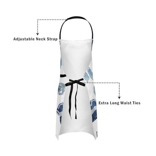 Manfei Ball Sports Kids Kitchen Apron - color: Blue White