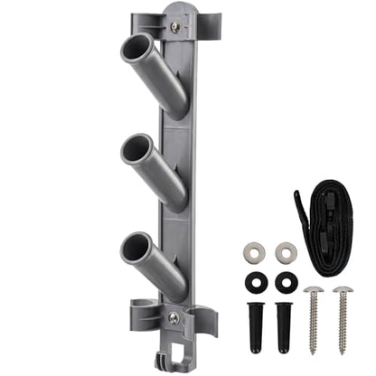 Sepetrel Pool Pole Hanger, Hooks for Poles | Wall & Fence Mounted Equipment Storage Rack with Hooks & Strap, Hose Holder for Pool Cleaning Accessories