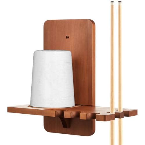 Geelin Wall Mounted Cone Chalk Holder, Wood Pool Hand Chalk Holder with 5 Cue Grooves, Billiards Pool Table Accessories, Billiard Room & Bar(Brown,Classic Style) - color: Brown, style: Classic Style