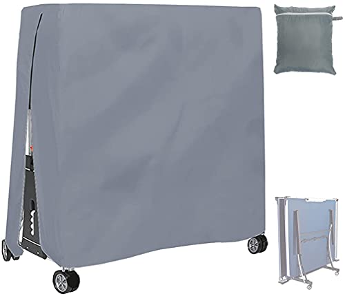 Table Tennis Table Cover 210D Waterproof Indoor Outdoor Patio Foldable Ping Pong Table Protector Dust Covers for Table Tennis Tables - color: Grey
