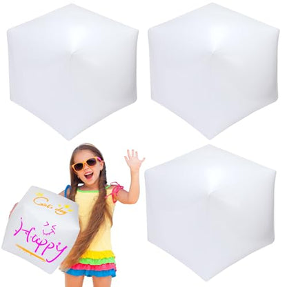 4 Pieces Jumbo Inflatable Dice 12.6 Inch Giant Large Inflatable Dice DIY Painting Crafts for Indoor Outdoor Lawn Game Pool Casino Themed Game Bunco Night Birthday Party Board Game (Blank White) - color: Diy Pattern