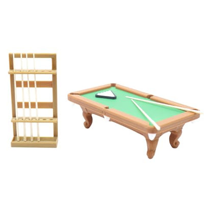 Mini Pool Table Toy for Kids 3+, 1:12 Scale Billiards Set, Cues & Balls, Hand Eye Coordination