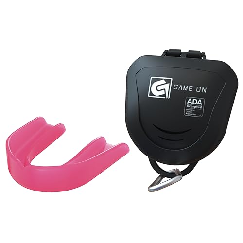 Game On Mouthguards - Only ADA Accepted Strapless Sports Mouth Guard for Football, Basketball, Lacrosse, Hockey - Superior Protection, Comfortable Fit (Braces Mouthguard) - color: Pink, size: Adult