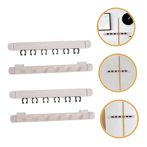 POPETPOP 2pairs Wall Mounted Billiard Cue Holder Rack Solid Wood Pool Stick Storage Slots Design for Home and Use Stylish Cue Rest Organizer for Billiard Room Decor