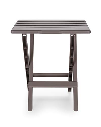 Camco Adirondack Style Folding Plastic Large Table with Footrest Design and Easy to Setup Construction for Indoor or Outdoor Use, Taupe