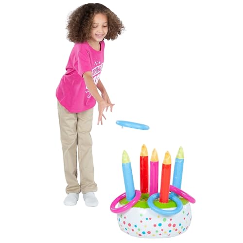 Multicolor Inflatable Vinyl Cake Ring Toss Game - 1 Set - Fun Party & Outdoor Activity for Kids & Adults