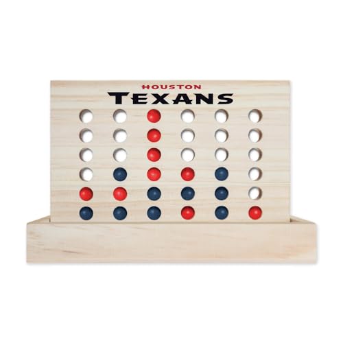 Rico Industries NFL Mini Travel Team 4 in A Row Mini Game- Wooden, Team Colors, 5.5" x 8" (Houston Texans) - style: Houston Texans