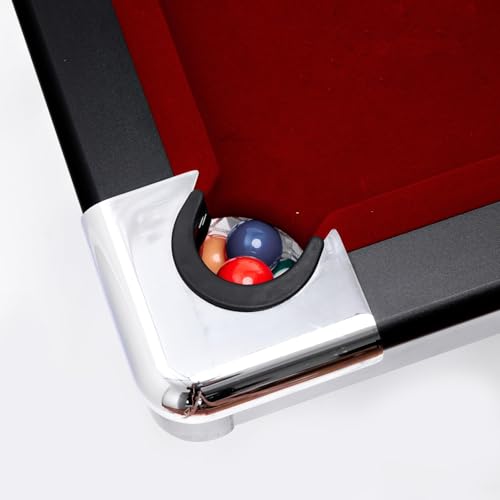 Billiards Table, Portable Foldable Space-Saving Table, Pool Table,Billiard Table Set Includes Balls, Cues, Chalks and Brush, Perfect for Family Game Room,Adult Rrec Room - color: Red
