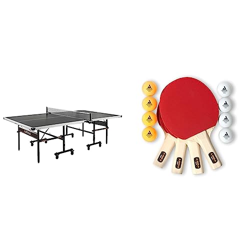 JOOLA Centric - Professional Table Tennis Table with Quick Clamp Ping Pong Net and Post Set - with Paddle Set