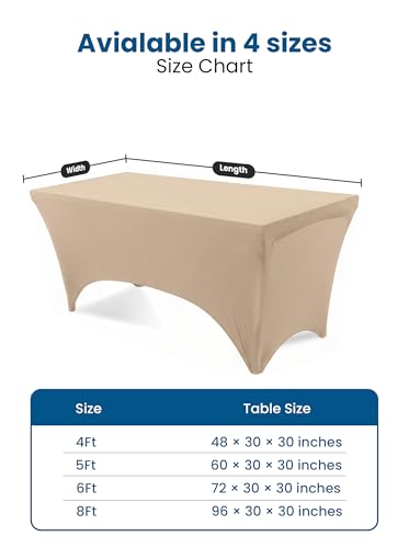 Utopia Kitchen Spandex Tablecloth 1 Pack [6FT, Champagne] Tight, Fitted, Washable and Wrinkle Resistant Stretch Rectangular Patio Table Cover for Event, Wedding, Banquet & Parties [72Lx30Wx30H Inch] - color: Champagne, size: 6 Feet - 1 Pack