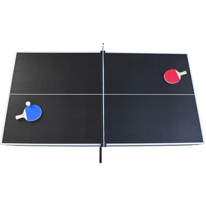 6 ft Pool Table with Table Tennis Top - Black and Red, Space-Saving, Ages, Elegant Design