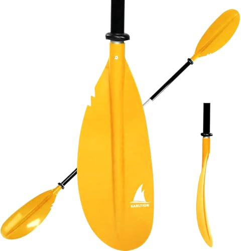 Karltion Kayak Paddle - Adjustable 2 Pieces Aluminum Alloy Shaft with Glass Fiber Blade for Surfing,Oar Fishing Easy Packable Travel - color: Yellow, size: 86"-1 paddle