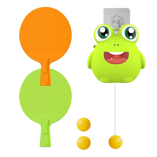 Mini Table Tennis Kit - Door Mounted Pong Game for Adults | Foldable Net with Lightweight Paddles and Balls, Portable Indoor Sports Entertainment, Play Accessory 53.15in - color: frog