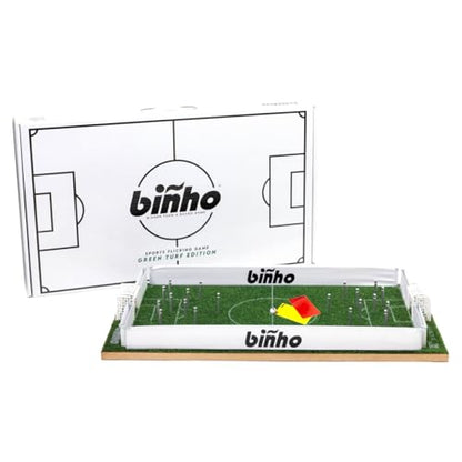 Binho Board Classic Board Game Green Turf - 2-Player Fast-Paced Finger Flicker Pinball Family Board Games - Portable Tabletop Sports Game Set for Any Occasion