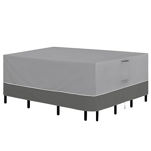 Easy-Going Patio Furniture Cover 126"x63" Rectangle Outdoor Table and Chair Set Covers Waterproof UV Resistant Outdoor Sectional Sofa Set Covers, Gray/Dark Gray - color: Gray/Dark Gray, size: 126"Lx63"Wx28"H