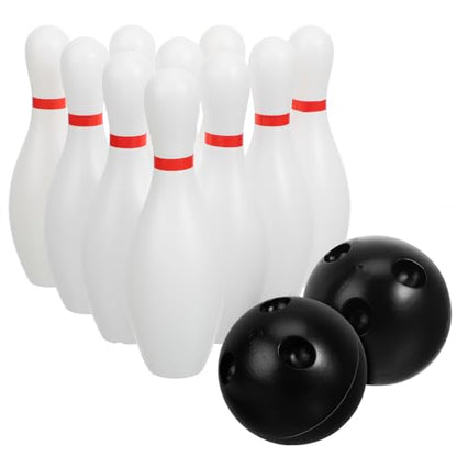 Toddmomy Small Bowling Set 10 Plastic Bowling Pins and 2 Balls Mini Game for Kids Indoor Outdoor Game for Family Play Motor Skills Activity