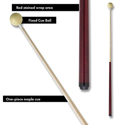 Junior IPJRC Kids Training Pool Cue 44in with Attached Cue Ball - Red
