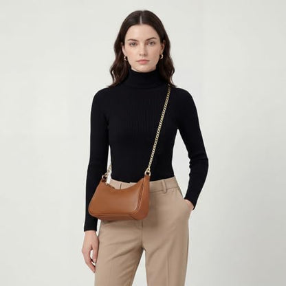 VODIU Clutch Tote Handbags with 2 Removable Straps and Zipper Closure Crossbody Bags Shoulder Purse Handbag for Women - color: Brown