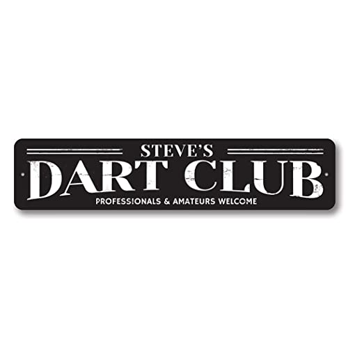 Dart Club Sign, Gamer Name Man Cave Sign, Professionals & Amateurs Welcome Game Room Aluminum Decor - 3" x 13" - size: 0) 3 x 13 Inches