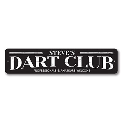 Dart Club Sign, Gamer Name Man Cave Sign, Professionals & Amateurs Welcome Game Room Aluminum Decor - 3" x 13" - size: 0) 3 x 13 Inches