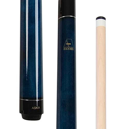 ASKA Short Kids Cue Stick, Canadian Hard Rock Maple, 13mm Hard Tip - color: 36-inches Blue, No Wrap (LECN36)