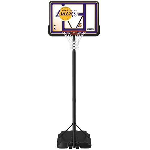 Lifetime NBA Los Angeles Lakers Portable Basketball Hoop, Adjustable Height 7.5-10 Ft, 44 Inch Shatterproof Fusion Backboard, Base with Wheels - color: Los Angeles Lakers