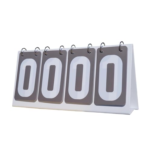 harayaa Sports Scoreboard Flip Number Score Board Lightweight Tabletop 4 Digit Scoring Counter PVC Construction Suitable for Basketball Football Table Tennis