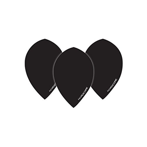 RED DRAGON Hardcore Black Extra Thick Oversized Pear Dart Flights - 4 Sets Per Pack (12 Dart Flights in Total)