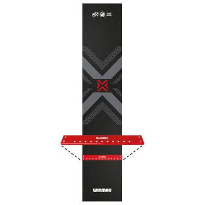 WINMAU Blade X Pro Zone Precision PVC Darts Mat with Integrated Raised Darts Oche Line - Full Length - Sleek Black Design - Professional Dart Accessories