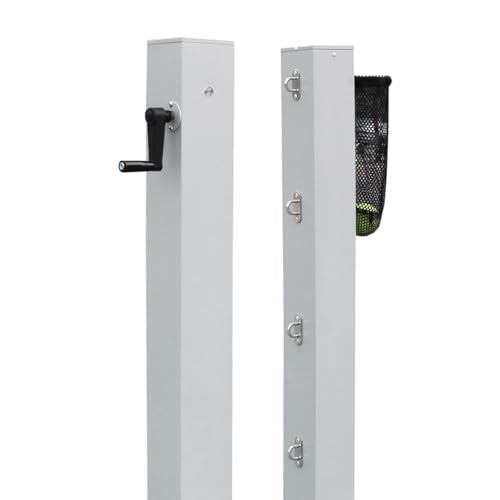 Professional Tennis Net Posts with Internal Safe Winder, 100mm Heavy-Duty Aluminum Post & 260mm Galvanized Base, Includes Expansion Anchors for Easy Setup - color: SILVER, size: Only Posts, style: In-Ground