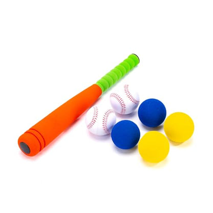 CeleMoon 16.5 Inch [Mini Size] Soft Kids Foam Baseball Bat Toy Set with 6 Balls, for Toddler Age 3 Years Old Indoor Outdoor Sport T Ball Playing Game, Orange