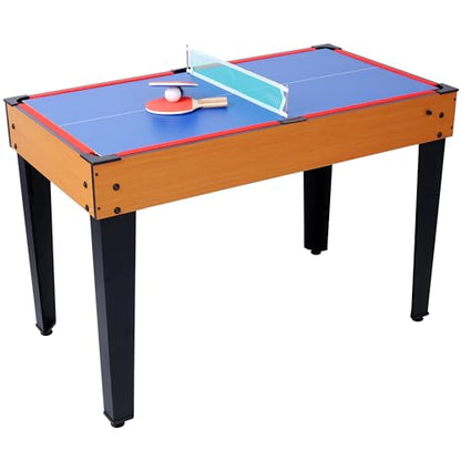 5-in-1 Multi-Game Table,Billiards,Push Hockey,Foosball,Ping Pong,Basketball,Durable,Indoor Sports Table with All-Inclusive Accessories, for Home Practice and Friendly Competitions - Brown & Red