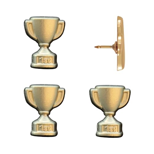 1st Place Trophy Push Pins - Gold First Place Trophy Map Pins for Cork Boards, Maps, or Lapel Use - Designed in USA - Set of 4 - color: 1st Place Trophy - Gold, size: Set of 4