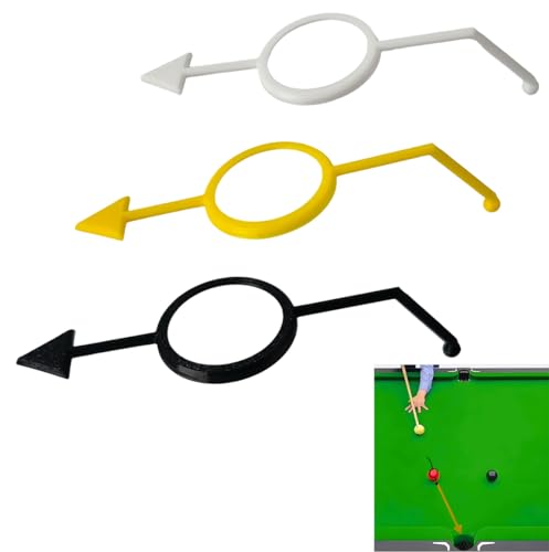 3PCS Billiards Aiming Aid, Cue Shot Aiming Aid for 2-1/4" Balls, Training Pool Ball Aid, Billiard Angle Trainer, Improve Your Pool Skills (Black, White, Yellow)