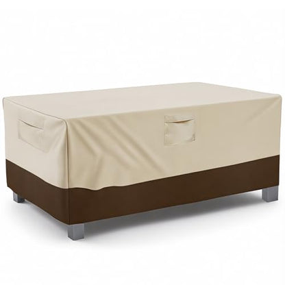 Vailge Rectangular/Oval Patio Table Cover, Heavy Duty and Waterproof Outdoor Lawn Patio Furniture Covers, Large Beige & Brown - color: Beige & Brown, size: Rectangle-72"L x 44"W x 23"H