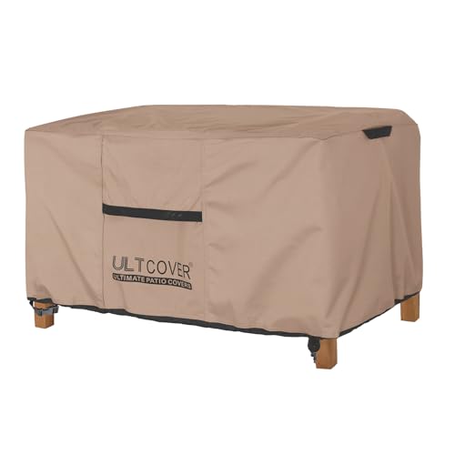 ULTCOVER Outdoor Coffee Table Cover, Waterproof Rectangular Patio Small Side Table Cover 50x30x18 inch - color: Brown, size: 50x30 inch