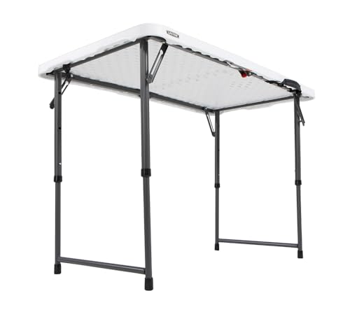 LIFETIME Fold-in-Half Adjustable Folding Table, 4 Foot
