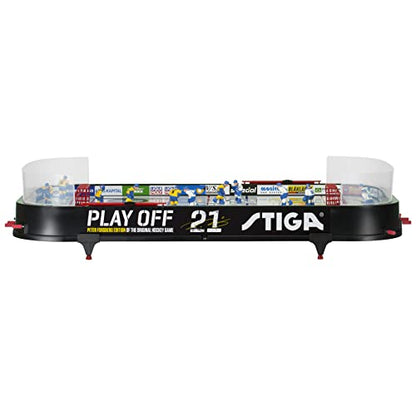 STIGA Table-Top Rod Hockey Game Play Off 21 – Classic Ice Hockey Action with Enhanced Features, Easy Assembly, Includes 2 Pucks – Fun for All Ages - color: Black/White
