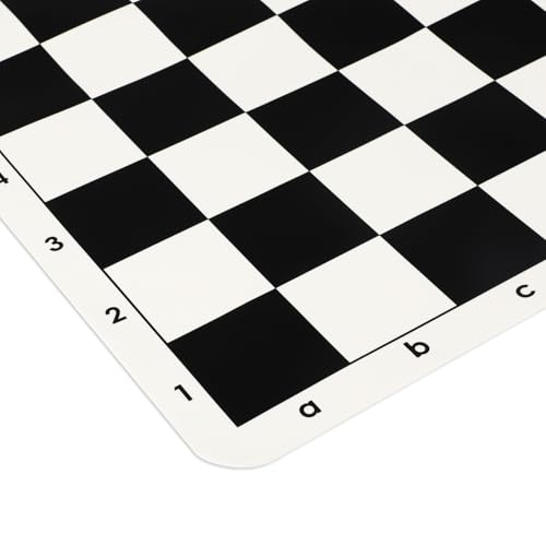 Tournament Chess Board, 20 Inch Silicone Mat, Black and White Squares with Mark - size: Silicone Chess Board Folded
