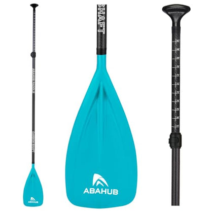 Abahub 1 x 3 Section Carbon Fiber SUP Paddle, Adjustable 67''-86'' Stand Up Paddle Lightweight Carbon Shaft, Black/Blue/Yellow/Green/Orange/Red Plastic Blade + Paddle Bag - color: Teal-SUP Paddle