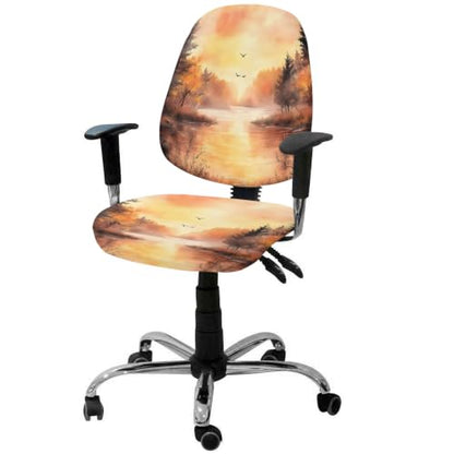 Savannan Office Chair Cover, Forest Sunset Bird Scenery Protective Stretch Elastic Universal Cover for Desk Task Chair,Computer Rotating Chair 1 Pcs Abstract Nature Fall Country Art