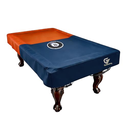 8FT (100"L x 56"W x 8"H) Heavy Duty Leatherette Pool Table Cover – Waterproof, Scratch-Resistant, All-Season Protection for Indoor/Outdoor Use – Orange/Dark Blue