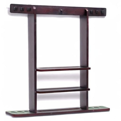6 Pool Cue Rack - Billiard Stick Wall Rack, Multiple Colors Available - color: Mahogany