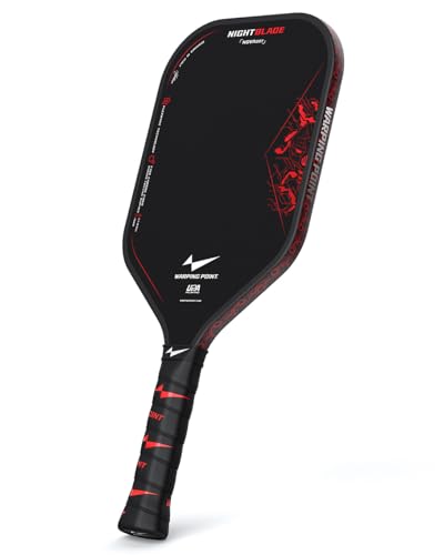 Nightblade Raw Carbon Fiber Pickleball Paddle, Foam Filled Polymer Honeycomb Core, UPA-A & USAPA Approved, Endura Friction Surface, Long Handle for Two Handed Backhand, Enhanced Impact Feel & Spin - style: 14mm