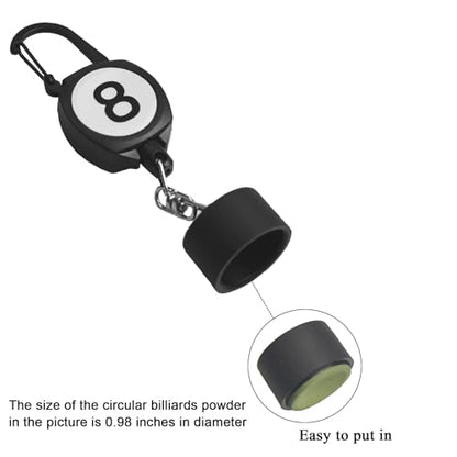 LAKE OF FIRE Billiard Chalk Holder，Pool Chalk Holder with Retractable Key Ring Black - size: Round