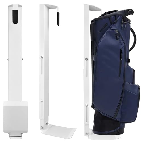 Wall Mount Golf Bag Storage Rack for Garage with Air Spring Sliding System, Space-Saving Golf Bag Holder for Wall, Golf Storage Stand Organizer for Golfing Clubs, Home, Basement - color: white
