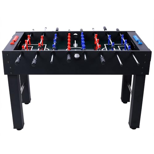 54 Inch Full Size Foosball Table for Adults, Regulation Soccer Game Table with Steel Rods, Non-Slip Handles, Cup Holder, 4 Balls Included, Indoor Foosball Table for Home Game Room Office