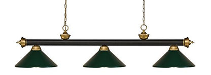 Z-Lite 200-3BRZ+SG-MDG 3 Billiard Light, Bronze & Satin Gold - color: Bronze & Satin Gold